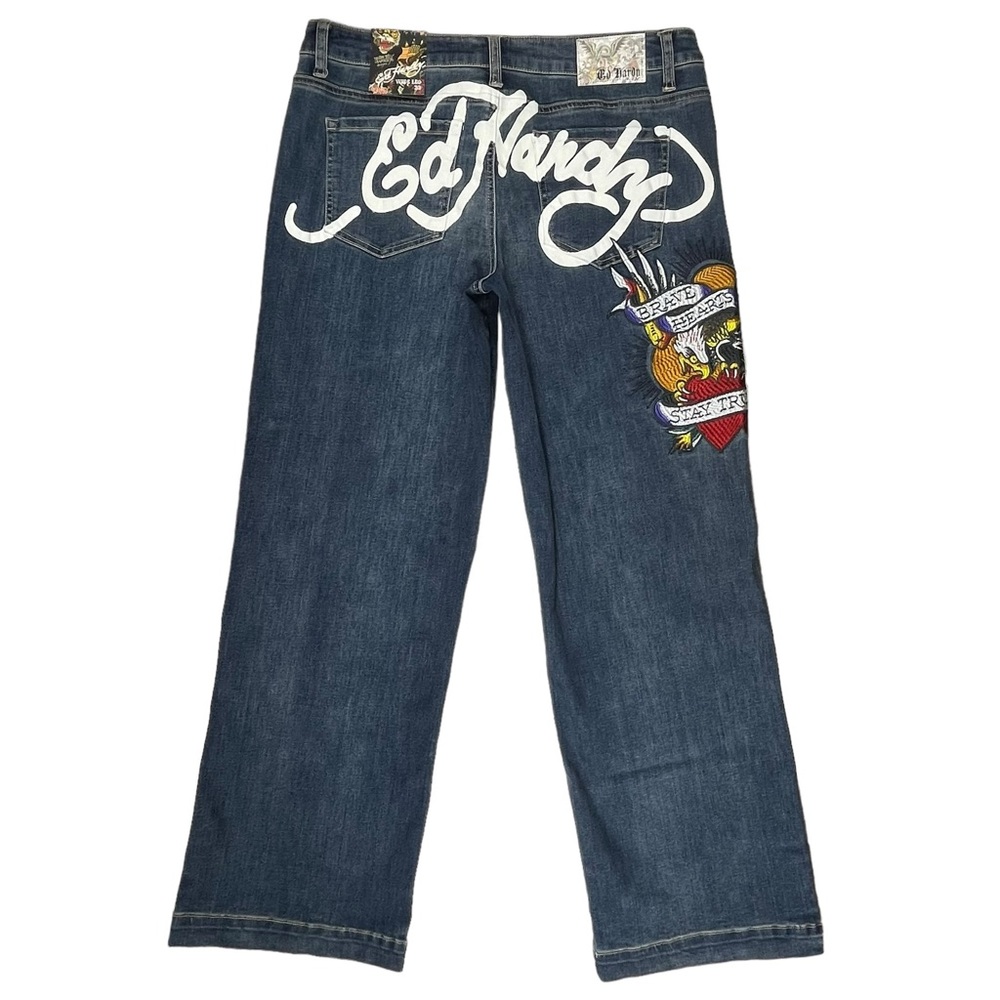 Ed Hardy Women’s Size‎ 32 Brave Eagle Wide Leg Blue Denim Jeans